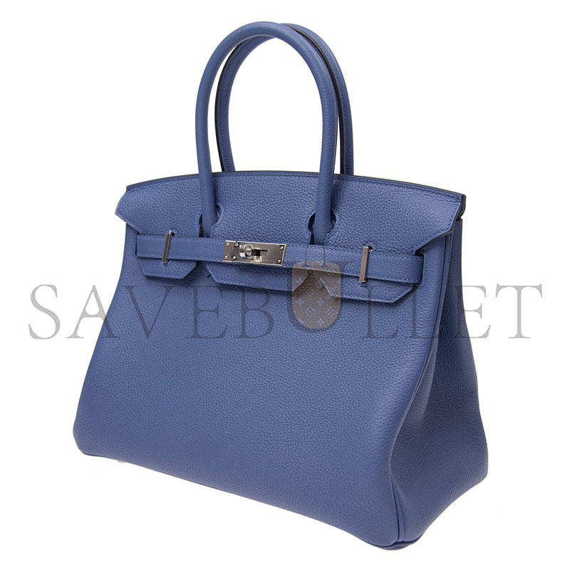 HERMES MASTER HANDBAGS BIRKIN 30 7E TOGO HANDBAG BLEU BRIGHTON (30*23*15cm) 