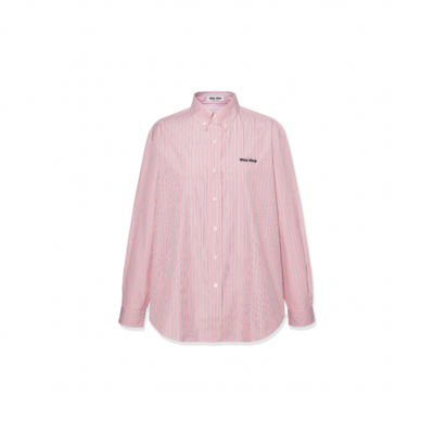 MIU MIU PINK STRIPED COTTON POPLIN SHIRT MK2007