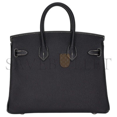 HERMÈS MASTER BIRKIN 25 BLACK CHÈVRE LEATHER BRUSHED PALLADIUM HARDWARE (25*20*13cm) 