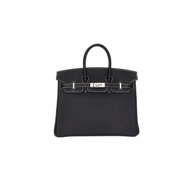 HERMÈS MASTER BIRKIN 25 BLACK CHÈVRE LEATHER BRUSHED PALLADIUM HARDWARE (25*20*13cm) 