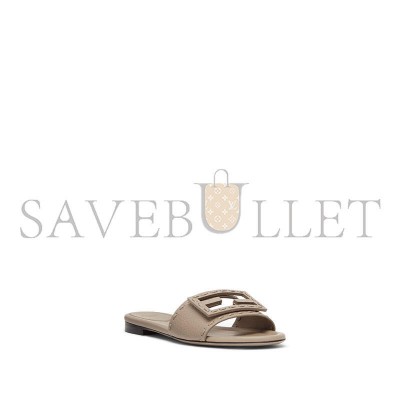 FENDI BAGUETTE DOVE GREY LEATHER SLIDES 8R8136AQY2F1MXM