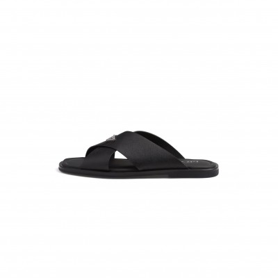 PRADA SAFFIANO LEATHER CRISSCROSS SLIDES 2X3081