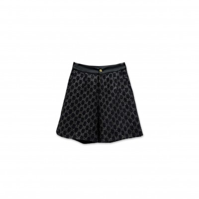 GUCCI BLACK GG HIGH-WAISTED SHORTS