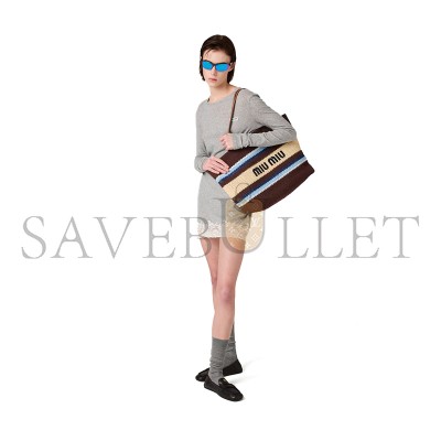 MIU MIU RAFFIA-EFFECT WOVEN TOTE BAG 5BG228 (40*34*16cm) MIU MIU RAFFIA-EFFECT WOVEN TOTE BAG 5BG228 (40*34*16cm)