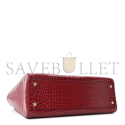 CHANEL CALFSKIN CROCODILE EMBOSSED ARCHETYPE SMALL SHOPPER TOTE BURGUNDY AS6243 (34*20*13cm)