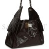 CHANEL MASTER SMALL 25 HOBO BAG DARK BROWN SHINY AGED CALFSKIN SILVER HARDWARE AS5293  (30*26*14cm)