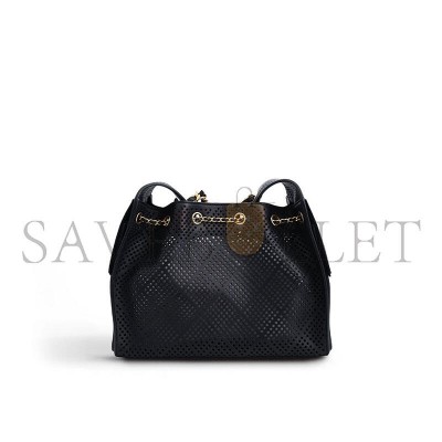 CHANEL MASTER SMALL 25 HOBO BAG BLACK PERFORATED CALFSKIN ANTIQUE GOLD HARDWARE (30*26*14cm) CHANEL MASTER SMALL 25 HOBO BAG BLACK PERFORATED CALFSKIN ANTIQUE GOLD HARDWARE (30*26*14cm)