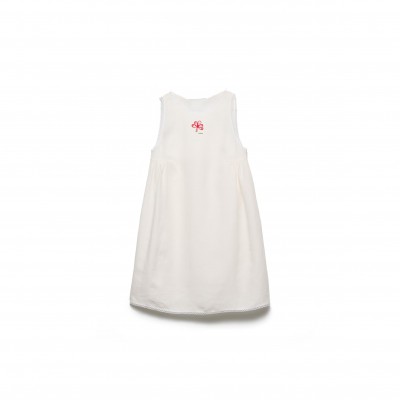 PRADA EMBROIDERED SLUBBED CANVAS MINI-DRESS P3S60R