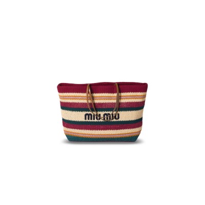 MIU MIU RAFFIA EFFECT WOVEN TOTE BAG 5BG228 (40*34*16cm)