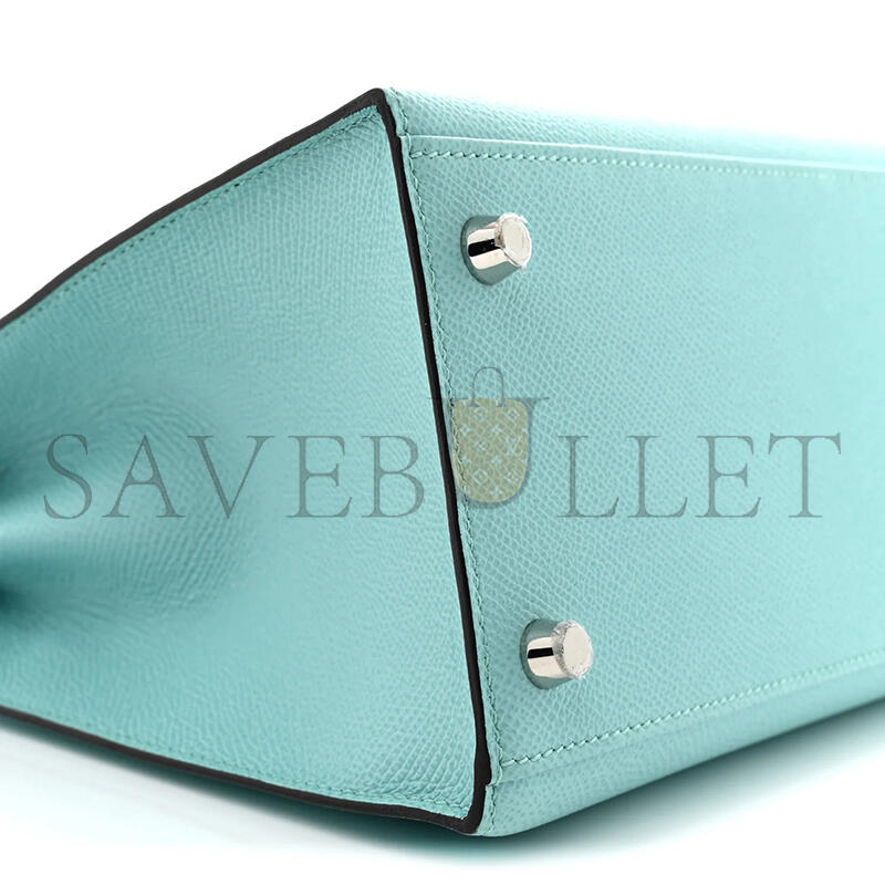 HERMES KELLY 28 SELLIER EPSOM BLEU ATOLL PALLADIUM HARDWARE (28*22*10cm)