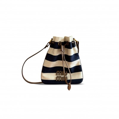 MIU MIU STRIPED BUCKET BAG (23*20cm) MIU MIU STRIPED BUCKET BAG (23*20cm)