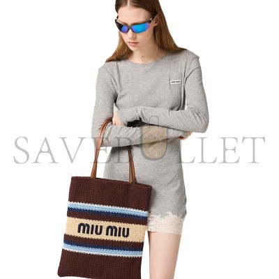 MIU MIU RAFFIA-EFFECT WOVEN TOTE BAG 5BG248 (41*32cm) MIU MIU RAFFIA-EFFECT WOVEN TOTE BAG 5BG248 (41*32cm)