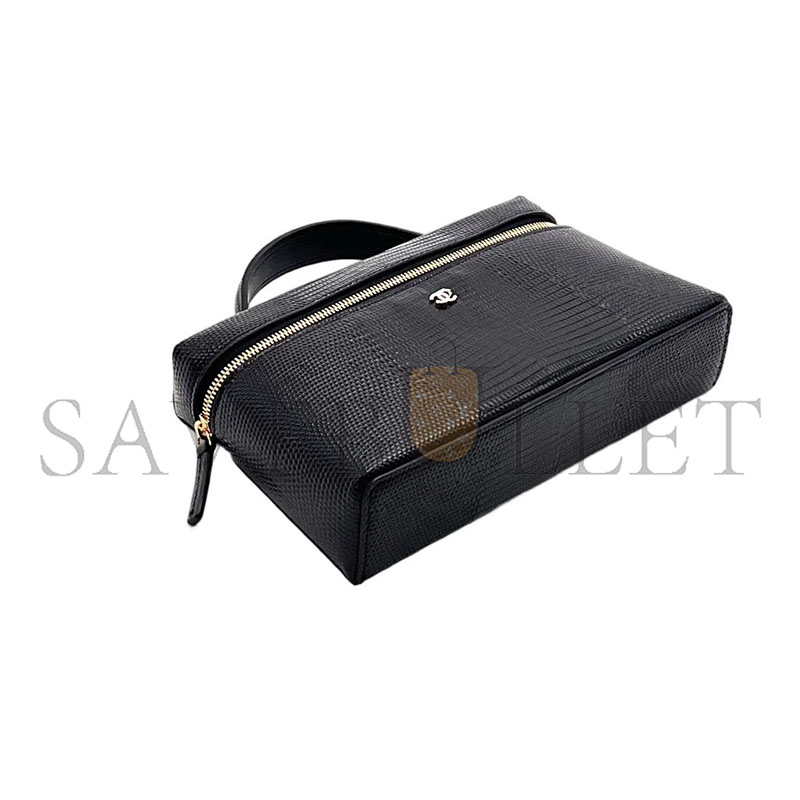 CHANEL MASTER TRENDY HANDLE SLIM VANITY LIZARD EMBOSSED CALFSKIN BLACK (19*12*5cm) 