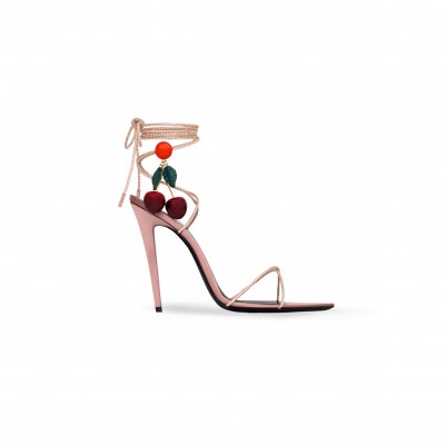 YSL MON CHÉRI SANDALS IN SUEDE AND RHINESTONES IN PINK 863530AAF555787