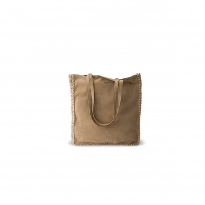 PRADA LARGE SUEDE AND CROCHET TOTE BAG 1BG658 (38*35*5cm)