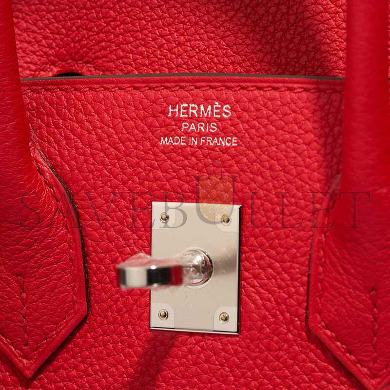 HERMES MASTER BIRKIN 25 TOGO ROUGE DE COEUR PALLADIUM HARDWARE (25*20*13cm)