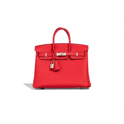 HERMES MASTER BIRKIN 25 TOGO ROUGE DE COEUR PALLADIUM HARDWARE (25*20*13cm)