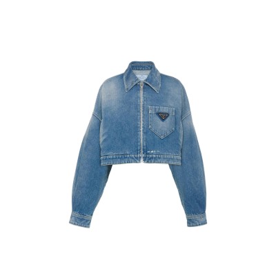 PRADA CROPPED ORGANIC DENIM JACKET GFB279