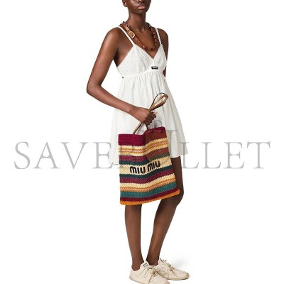 MIU MIU RAFFIA-EFFECT WOVEN TOTE BAG 5BG248 (41*32cm) MIU MIU RAFFIA-EFFECT WOVEN TOTE BAG 5BG248 (41*32cm)