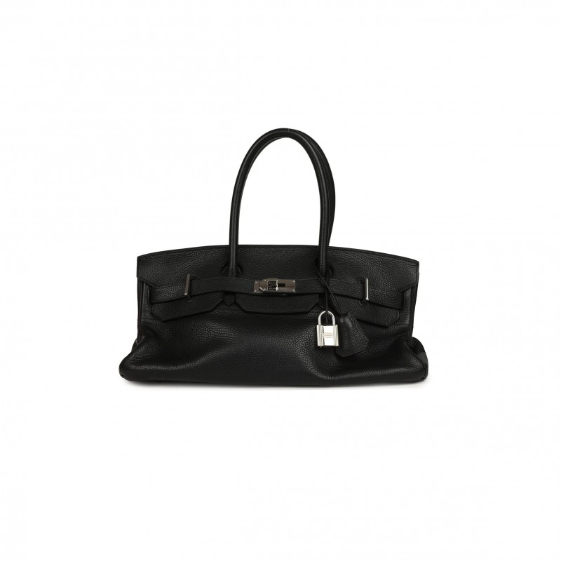 HERMES MASTER SHOULDER BIRKIN 42 JPG BLACK CLEMENCE PALLADIUM HARDWARE (42*20*18cm)