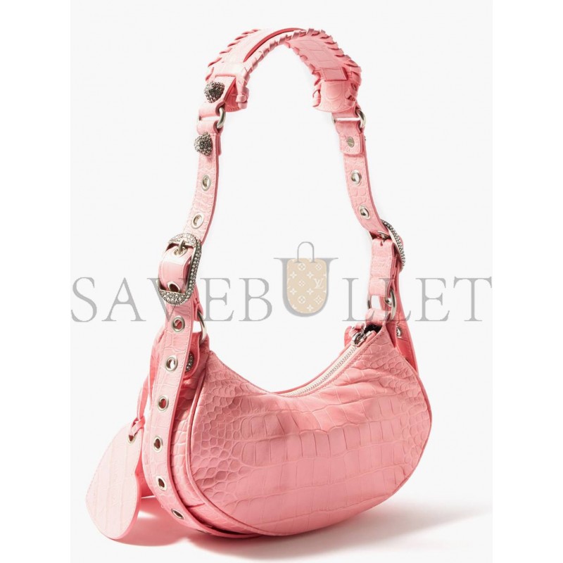 BALENCIAGA PINK CAGOLE XS CROCODILE-EFFECT LEATHER SHOULDER BAG MATCHESFASHION US (27*13*6cm)