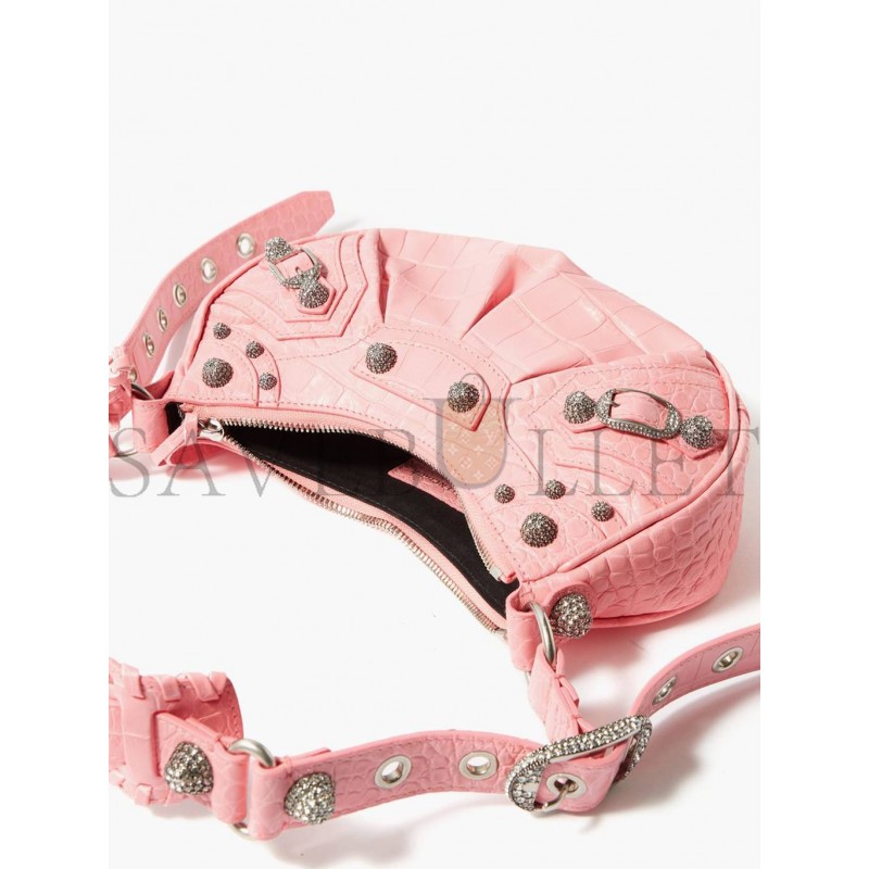 BALENCIAGA PINK CAGOLE XS CROCODILE-EFFECT LEATHER SHOULDER BAG MATCHESFASHION US (27*13*6cm)