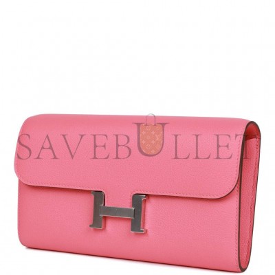 HERMES CONSTANCE WALLET TO GO ROSE AZALEE EVERCOLOR PALLADIUM HARDWARE (20*11*4cm) HERMES CONSTANCE WALLET TO GO ROSE AZALEE EVERCOLOR PALLADIUM HARDWARE (20*11*4cm)