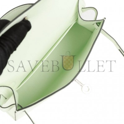 HERMES MINI KELLY CHEVRE PALLADIUM HARDWARE (19*12*5.5cm) HERMES MINI KELLY CHEVRE PALLADIUM HARDWARE (19*12*5.5cm)