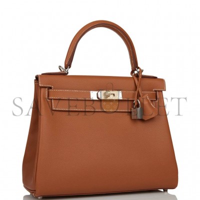 HERMES KELLY RETOURNE 28 GOLD EVERCOLOR PALLADIUM HARDWARE (28*22*10cm) HERMES KELLY RETOURNE 28 GOLD EVERCOLOR PALLADIUM HARDWARE (28*22*10cm)