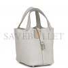 HERMES PICOTIN LOCK 18 GRIS PERLE CLEMENCE PALLADIUM HARDWARE (18*13*18cm) HERMES PICOTIN LOCK 18 GRIS PERLE CLEMENCE PALLADIUM HARDWARE (18*13*18cm)