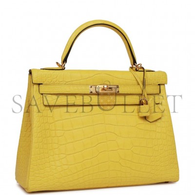 HERMES MASTER KELLY 32 MATTE ALLIGATOR GOLD HARDWARE (32*23*10.5cm)