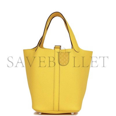 HERMES PICOTIN LOCK 18 CLEMENCE PALLADIUM HARDWARE (18*18*13cm) HERMES PICOTIN LOCK 18 CLEMENCE PALLADIUM HARDWARE (18*18*13cm)