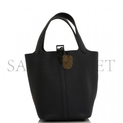 HERMES MONOCHROME PICOTIN 18 BLACK CLEMENCE BLACK HARDWARE (18*12*19cm) HERMES MONOCHROME PICOTIN 18 BLACK CLEMENCE BLACK HARDWARE (18*12*19cm)