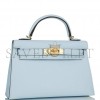 HERMES MINI KELLY SELLIER 20 BLEU BRUME CHEVRE GOLD HARDWARE (19*12*5.5cm) HERMES MINI KELLY SELLIER 20 BLEU BRUME CHEVRE GOLD HARDWARE (19*12*5.5cm)