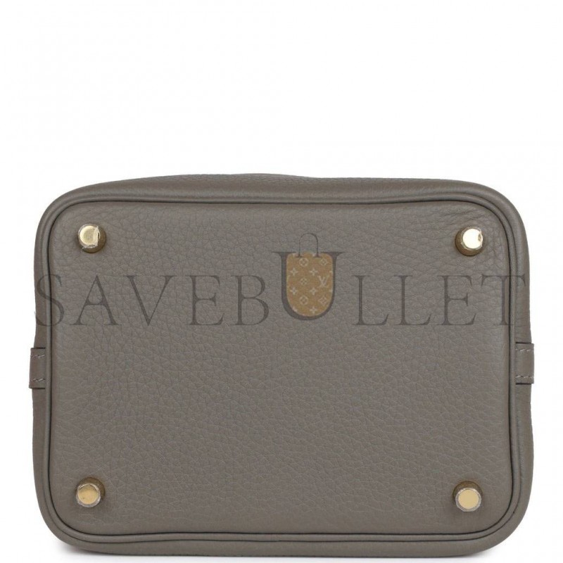 HERMES PICOTIN LOCK 18 GRIS MEYER CLEMENCE GOLD HARDWARE (18*13*18cm) HERMES PICOTIN LOCK 18 GRIS MEYER CLEMENCE GOLD HARDWARE (18*13*18cm)