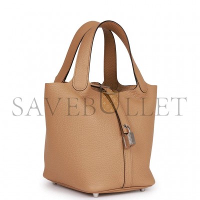 HERMES PICOTIN LOCK 18 CHAI CLEMENCE PALLADIUM HARDWARE (18*13*18cm) HERMES PICOTIN LOCK 18 CHAI CLEMENCE PALLADIUM HARDWARE (18*13*18cm)