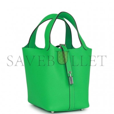 HERMES PICOTIN LOCK 18 CLEMENCE PALLADIUM HARDWARE (18*18*13cm) HERMES PICOTIN LOCK 18 CLEMENCE PALLADIUM HARDWARE (18*18*13cm)