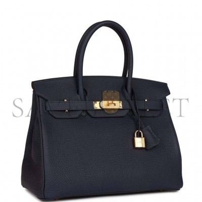 HERMES BIRKIN 30 BLEU NUIT TOGO GOLD HARDWARE (30*22*16cm)