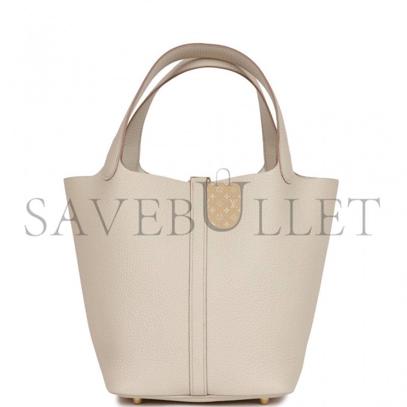 HERMES PICOTIN LOCK 22 BETON CLEMENCE GOLD HARDWARE (22*21*17cm)