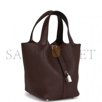 HERMES PICOTIN LOCK 18 CLEMENCE PALLADIUM HARDWARE (18*18*13cm) HERMES PICOTIN LOCK 18 CLEMENCE PALLADIUM HARDWARE (18*18*13cm)