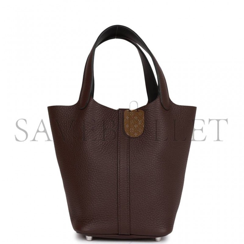 HERMES PICOTIN LOCK 18 CLEMENCE PALLADIUM HARDWARE (18*18*13cm)