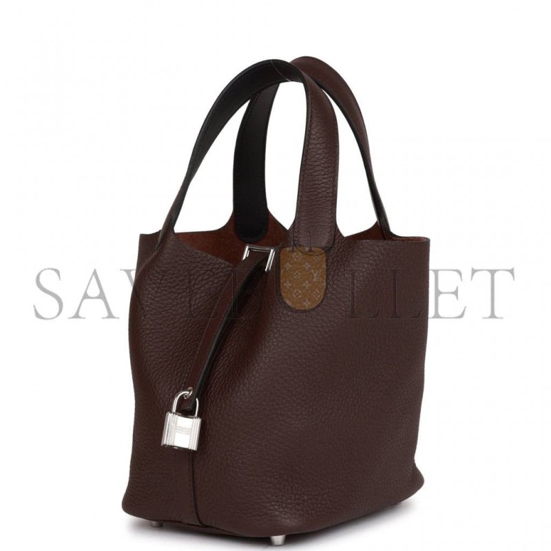 HERMES PICOTIN LOCK 18 CLEMENCE PALLADIUM HARDWARE (18*18*13cm)