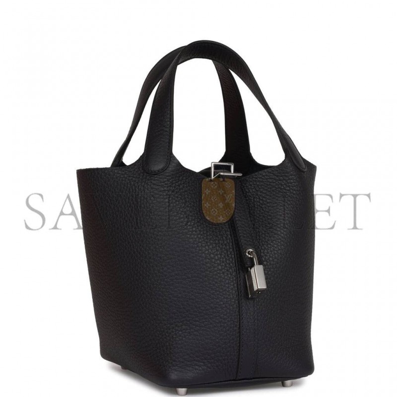 HERMES PICOTIN LOCK 18 CABAN CLEMENCE PALLADIUM HARDWARE (18*13*18cm) HERMES PICOTIN LOCK 18 CABAN CLEMENCE PALLADIUM HARDWARE (18*13*18cm)