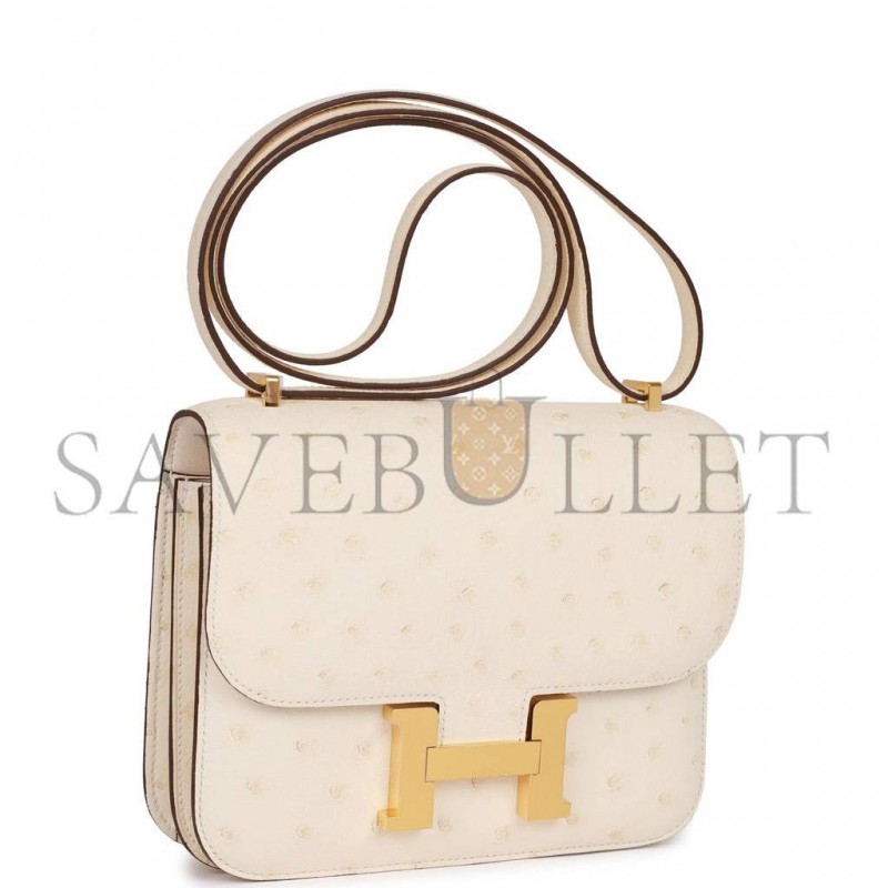 HERMES MASTER CONSTANCE 18 OSTRICH GOLD HARDWARE (18*15*4cm)