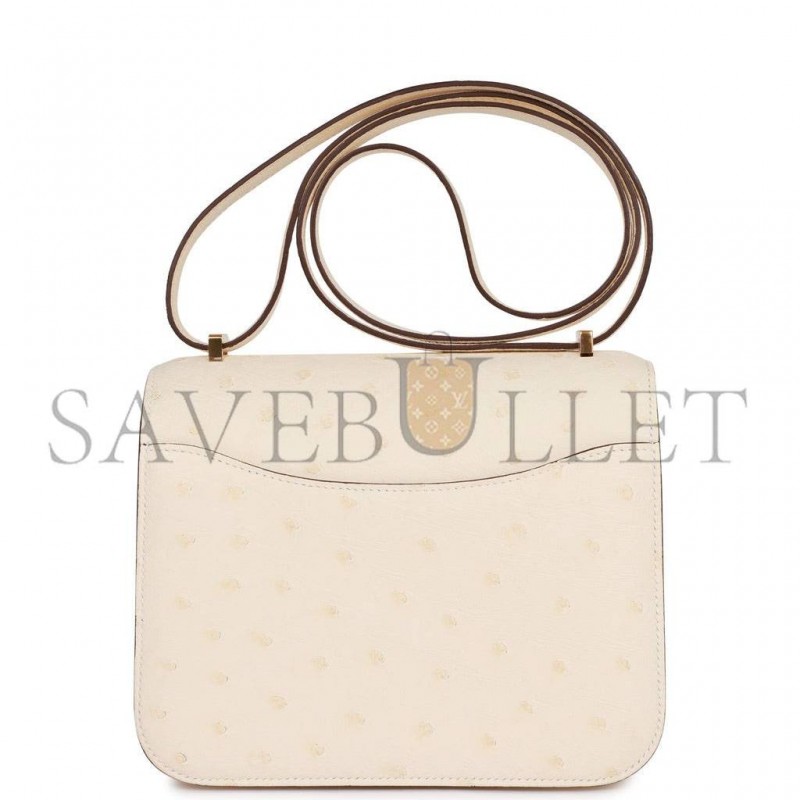 HERMES MASTER CONSTANCE 18 OSTRICH GOLD HARDWARE (18*15*4cm)