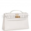 HERMES MINI KELLY POCHETTE WHITE SWIFT GOLD HARDWARE H049417CC01 (22*13*7cm)
