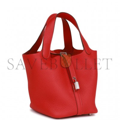 HERMES PICOTIN LOCK 18 CLEMENCE PALLADIUM HARDWARE (18*18*13cm) HERMES PICOTIN LOCK 18 CLEMENCE PALLADIUM HARDWARE (18*18*13cm)