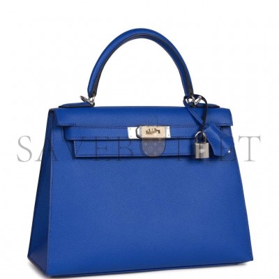 HERMES BLEU ROYAL EPSOM SELLIER KELLY 28CM PALLADIUM HARDWARE (28cm) HERMES BLEU ROYAL EPSOM SELLIER KELLY 28CM PALLADIUM HARDWARE (28cm)