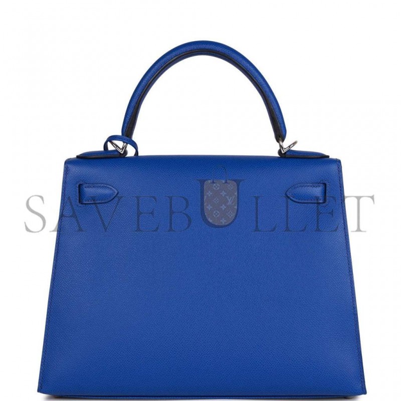 HERMES BLEU ROYAL EPSOM SELLIER KELLY 28CM PALLADIUM HARDWARE (28cm) HERMES BLEU ROYAL EPSOM SELLIER KELLY 28CM PALLADIUM HARDWARE (28cm)