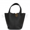 HERMES BLACK CLEMENCE PICOTIN LOCK 22CM PALLADIUM HARDWARE (22cm) HERMES BLACK CLEMENCE PICOTIN LOCK 22CM PALLADIUM HARDWARE (22cm)